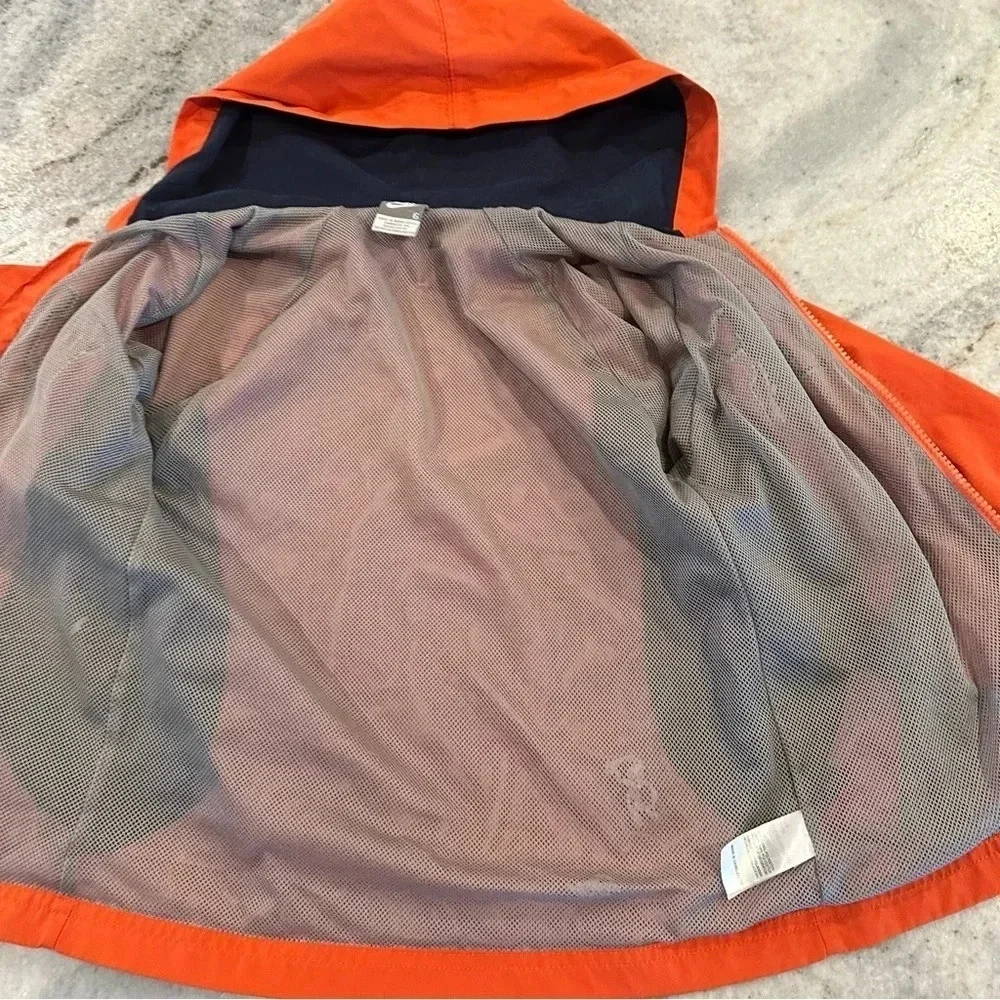 Nike Little Kid Jacket Zip Up Hooded Lightweight Orange Navy Blue Size 6